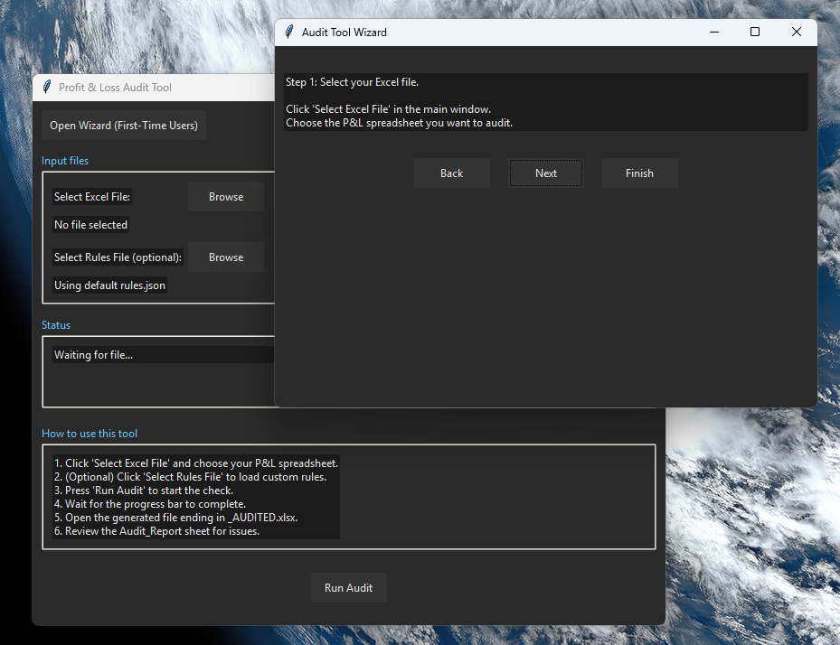 PNL Audit Tool Wizard Screenshot 2