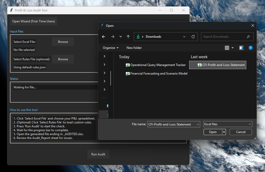 PNL Audit Tool Wizard Screenshot 3
