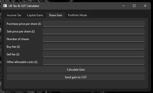 Share Gain Calculator Screenshot